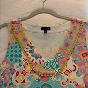 Talbots Black Label Tag on Pastel Multicolor Fabric